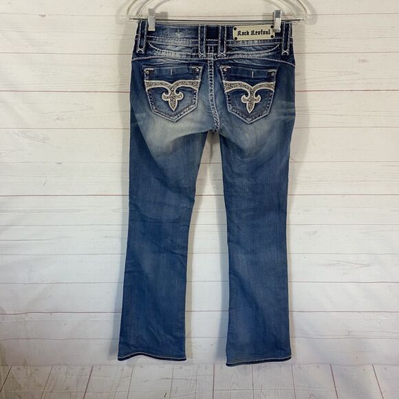 Rock Revival Womens Adele Boot Jeans Size 26 Blue Stretch Pocket Details *flaw* - Picture 3 of 16